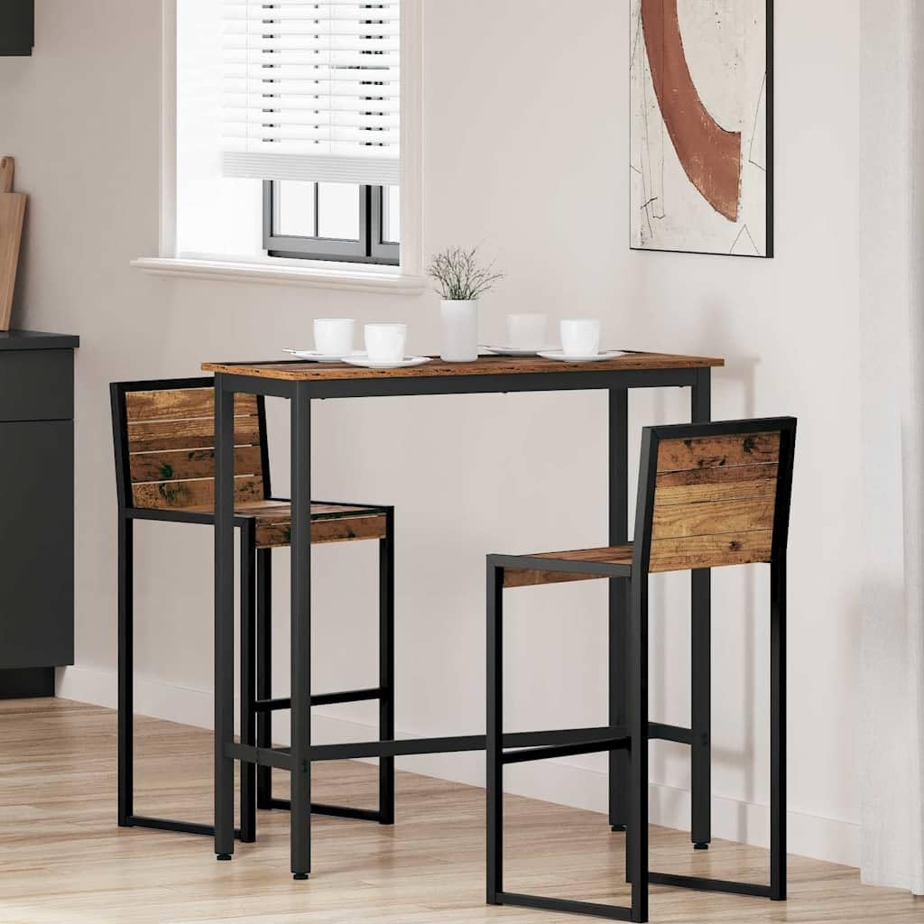 Table en bois vieilli 100x40 cm réglable avec structure en acier robuste