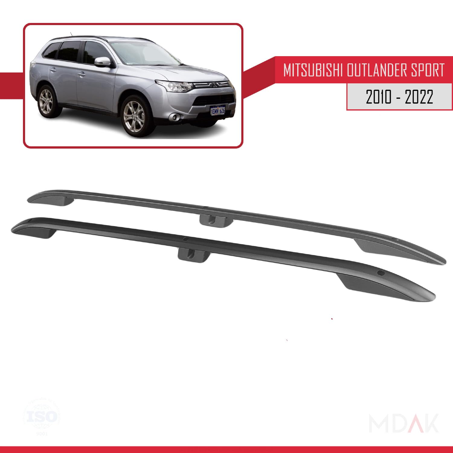 MDAK Kompatibel mit Mitsubishi Outlander Sport (GA) 2010-2022 (Kurzer Radstand L1/H1) Dachreling Dachträger Gepäckträger Schwarz