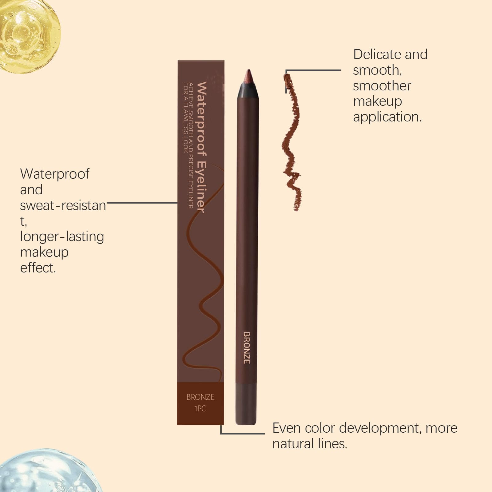 24HR Waterproof Eyeliner Brown Pencil - Image 3
