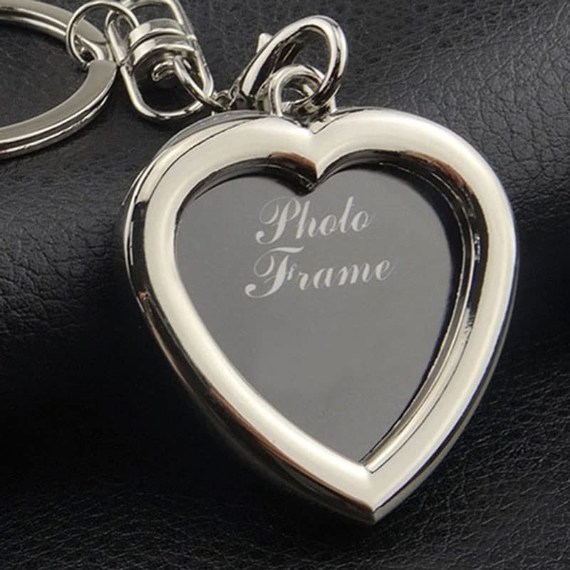 BluelansBluelans Creative Mini Heart Square Round Oval Shape Insert Photo Frame Picture Frame Metal Photo Picture Holder with Keychain Keyring Love Heart