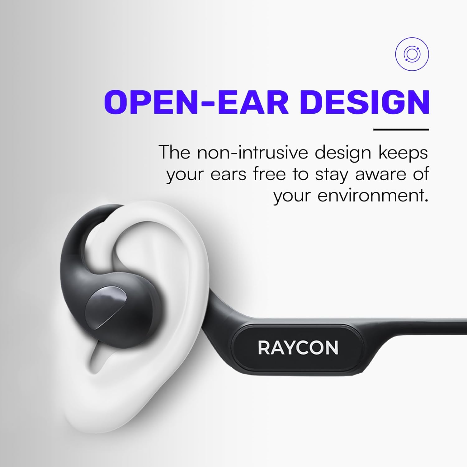 Raycon Open Bluetooth Headphones - Open Ear Running Headphones, Sweat & Water-Resistant Open Earbuds with Mic for Sports & Workouts, 12hr Playtime (Black) - Image 5