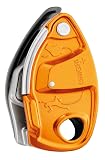 PETZL GRIGRI + Belay Device with Cam-Assisted Blocking and Anti-Panic Handle, Suitable for Learners and Intensive Use Orange