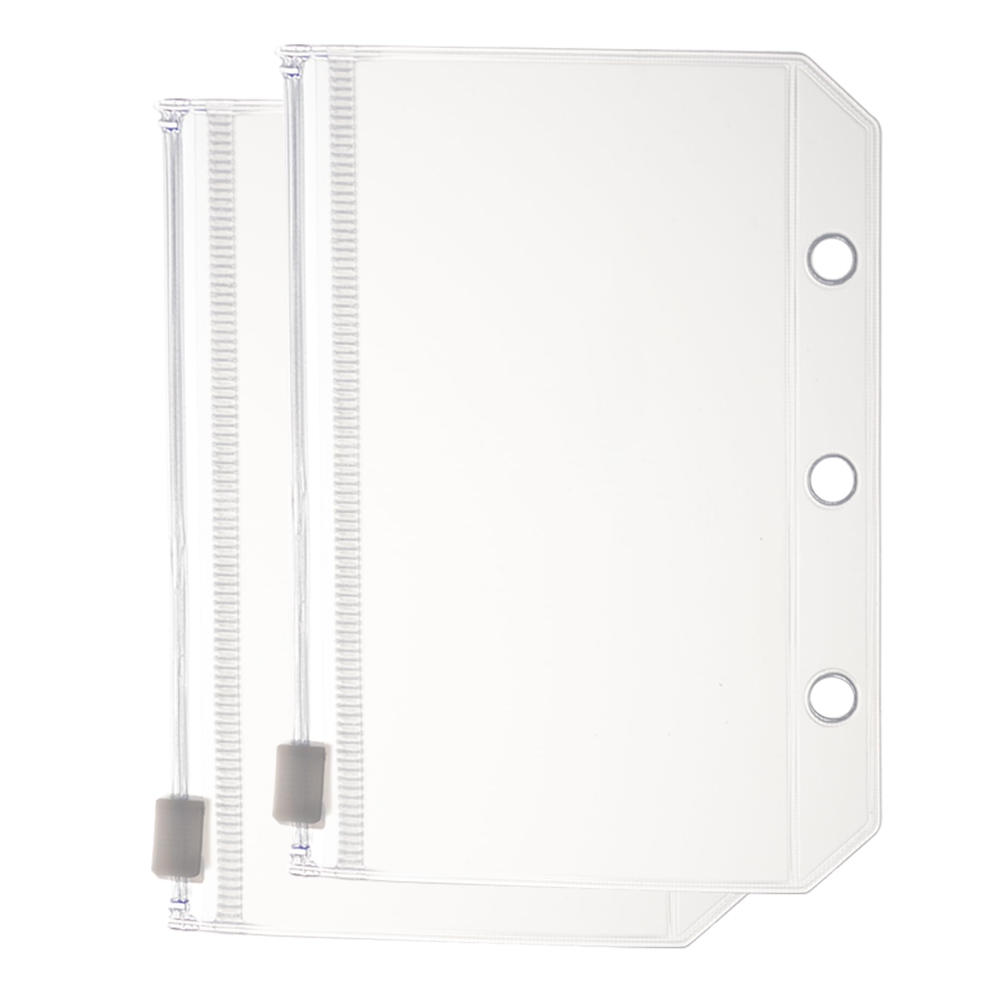 gomura リフィル ジッパー付き A8サイズ PPシート 3穴 バインダー シール台紙 カードポケット 透明 シール帳 剥離紙 はがせる 女の子 コラージュ (チャック付きボケット×2枚, A8)