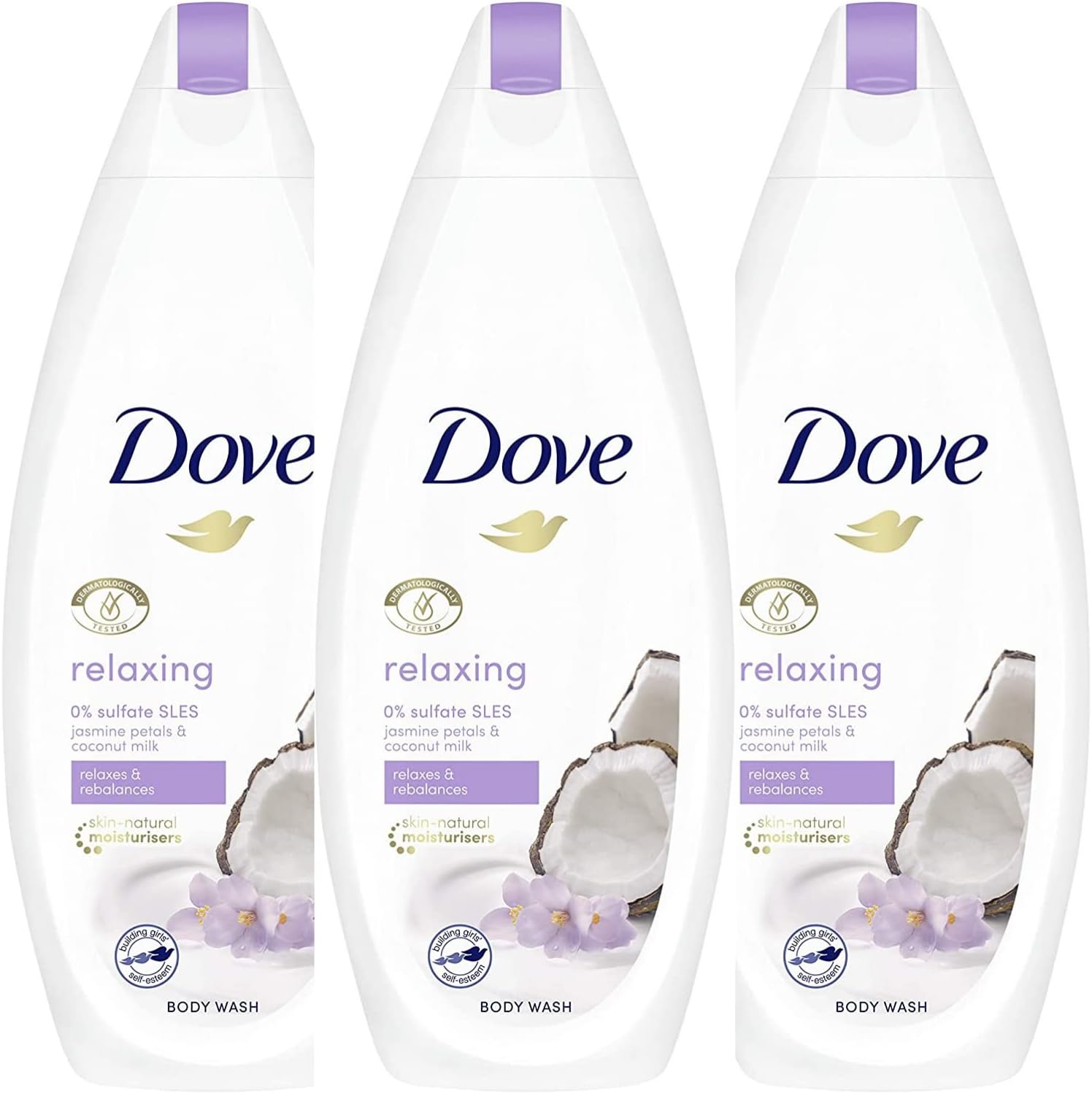 Dove Relaxing Body Wash, Jasmine Petals & Coconut Milk, 225ml Pack of 3 Amazon.co.uk Beauty