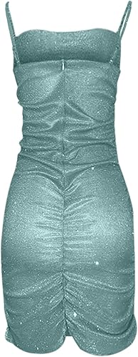 Miniatura 4 de LMSXCT Vestido de lentejuelas con purpurina para mujer, con tirantes delgados, vestido de fiesta brillante, sin mangas, bodyocn, minivestidos para