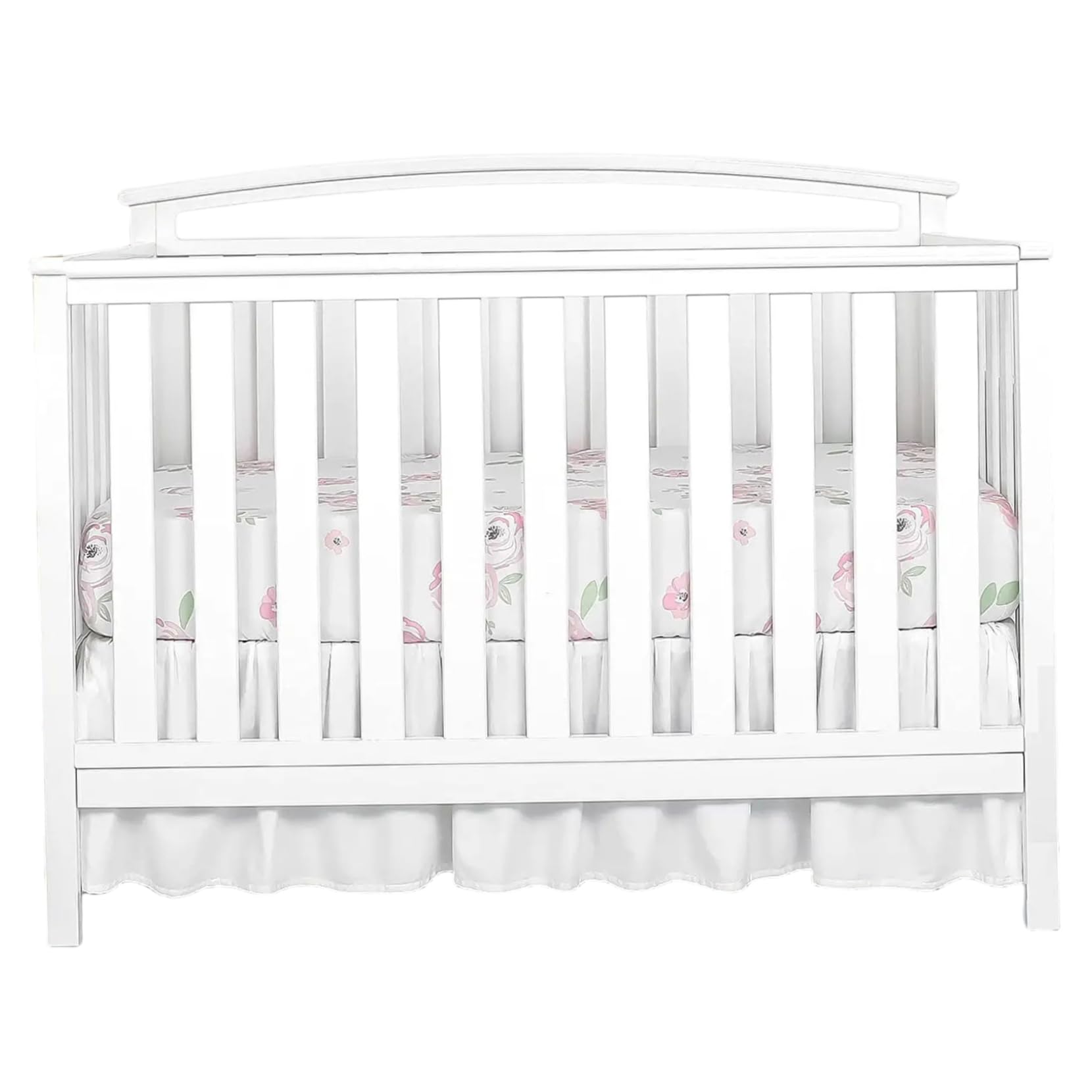 Joygoodta Crib Skirt for Baby Boys or Girls, Bohemian White Crib Bed Skirt Chic Vintage Nursery Decor 28x52x14 Inch Mini