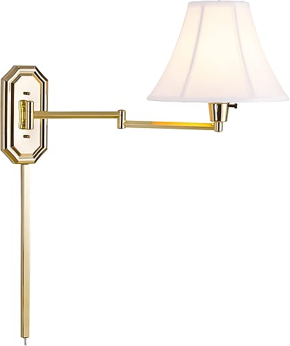 Kenroy Home 30130PB Nathaniel - Brazos oscilantes de pared tamaño mediano latón pulido