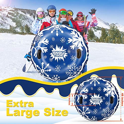 Upgraded 48 Inch Snow Tube No More Popped with Thicker 0.8mm Military Grade Material Inflatable Snow Sled for Kids and Adults Durable Sledding Tubes Extra Large Heavy Duty Inflatable Snow Tube - Thumbnail 4