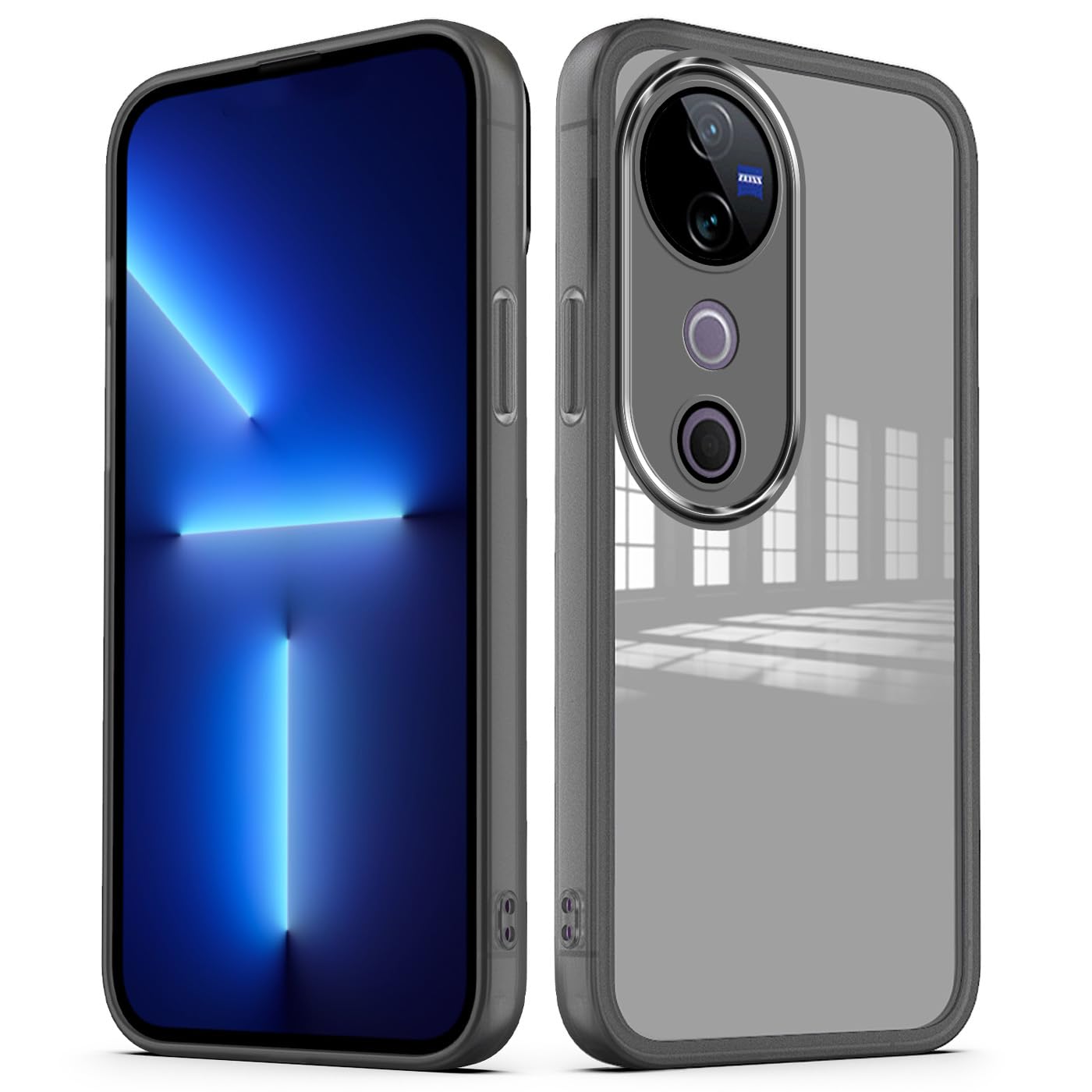 Clear Case for Vivo V40 - Transparent Slim Case Lens Protector Clear Ultra-thin Camera Protection Shockproof Bumper Case (Black)