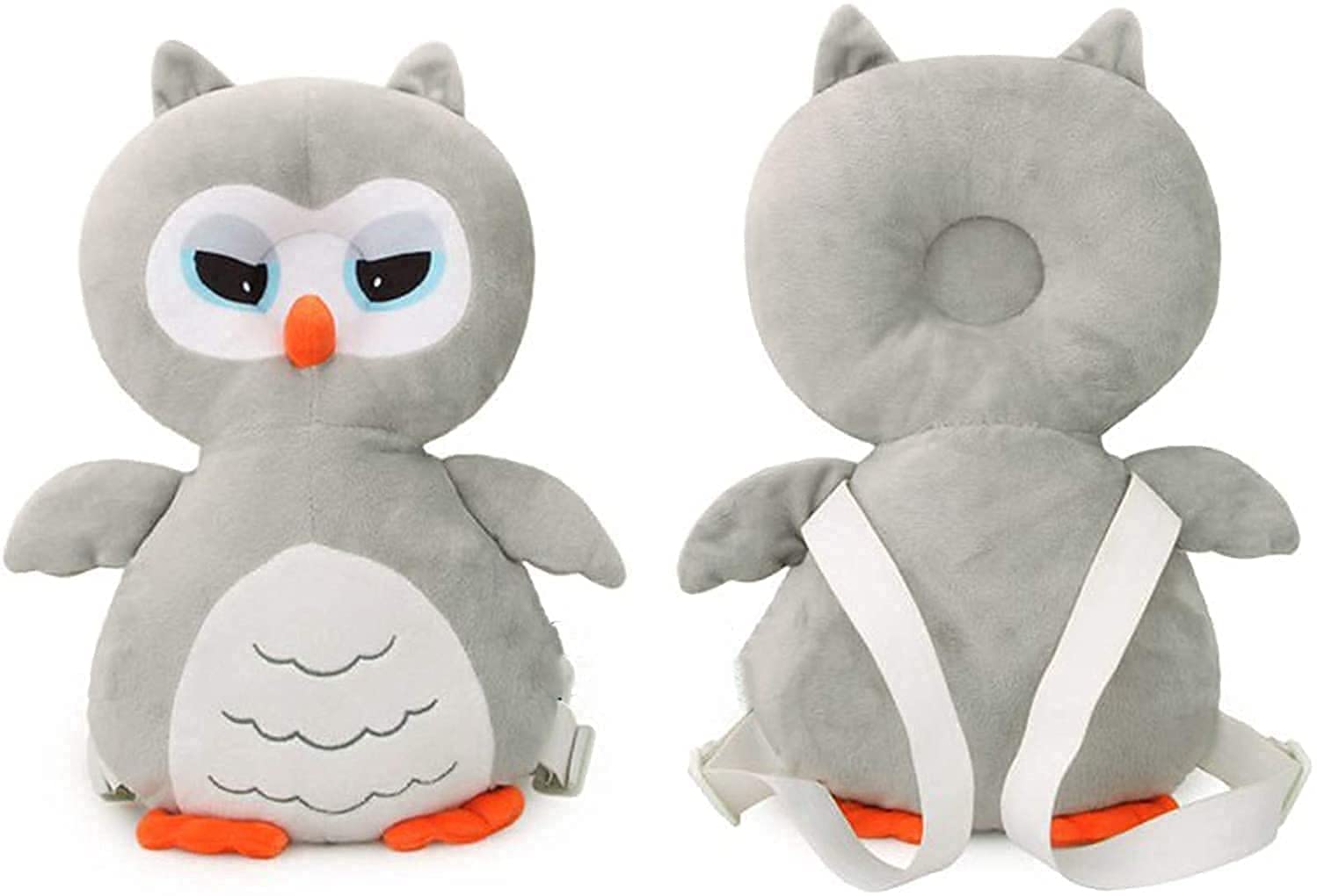 GRIPGOLD Head Protector Cushion Plush Soft Toy Early Learning Toy Fall Protection Helmet Baby Head Protector Child Adjustable Shoulder Strap (Head Protector) (OWL-Grey)