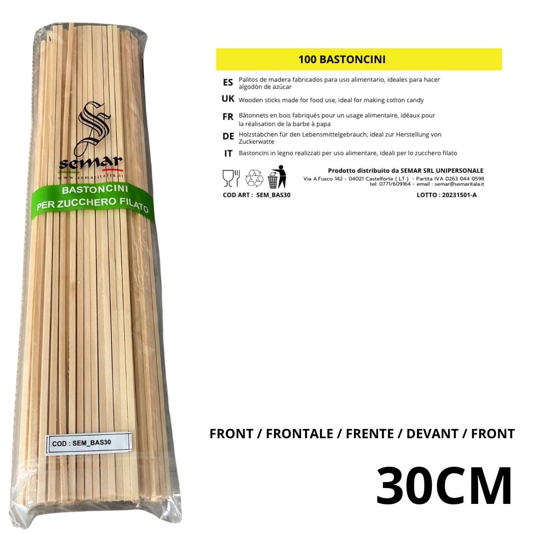 Semar - Bastoncini per zucchero filato da 30 CM | 500 PEZZI
