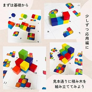 Amazon.co.jp: 積み木増量立体図形 積み木問題 小学校受験教材