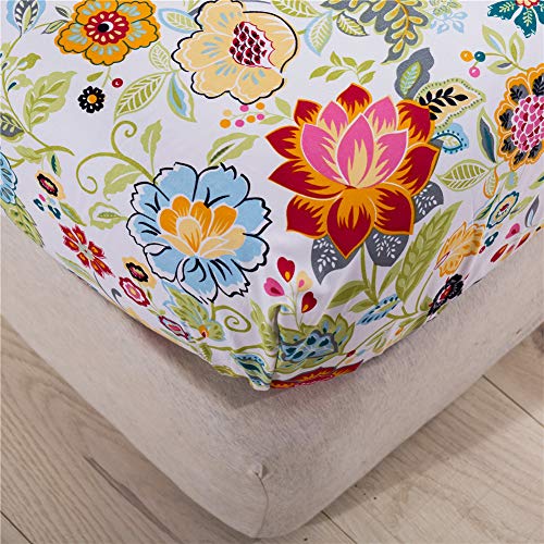 Meishang King Sheet Set Floral Printed Sheets Ultra Soft 100% Microfiber - 16 Inch Deep Pocket Breathable Comfortable Bed Sheet Set - 4 Pieces Spring Flower King #TOP5