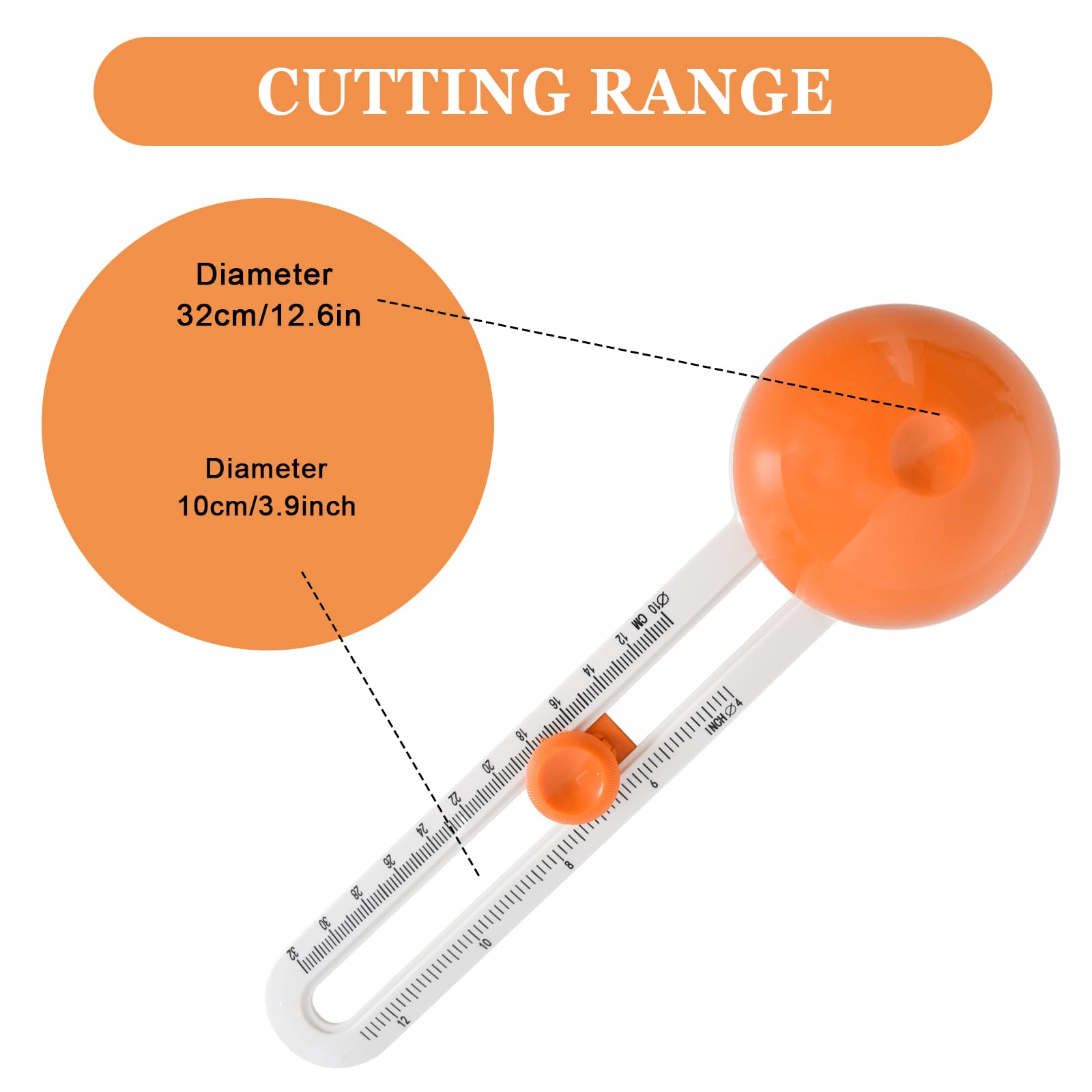 Coupe Papier Circulaire Réglable, Coupe-Cercle Rotatif Anti-dérapant, Rotary Circle Cutter avec Lames de Rechange, Coupeur De Papier Circulaire Coupez des Cercles de 4 à 12 Pouces (Couleur Orange)