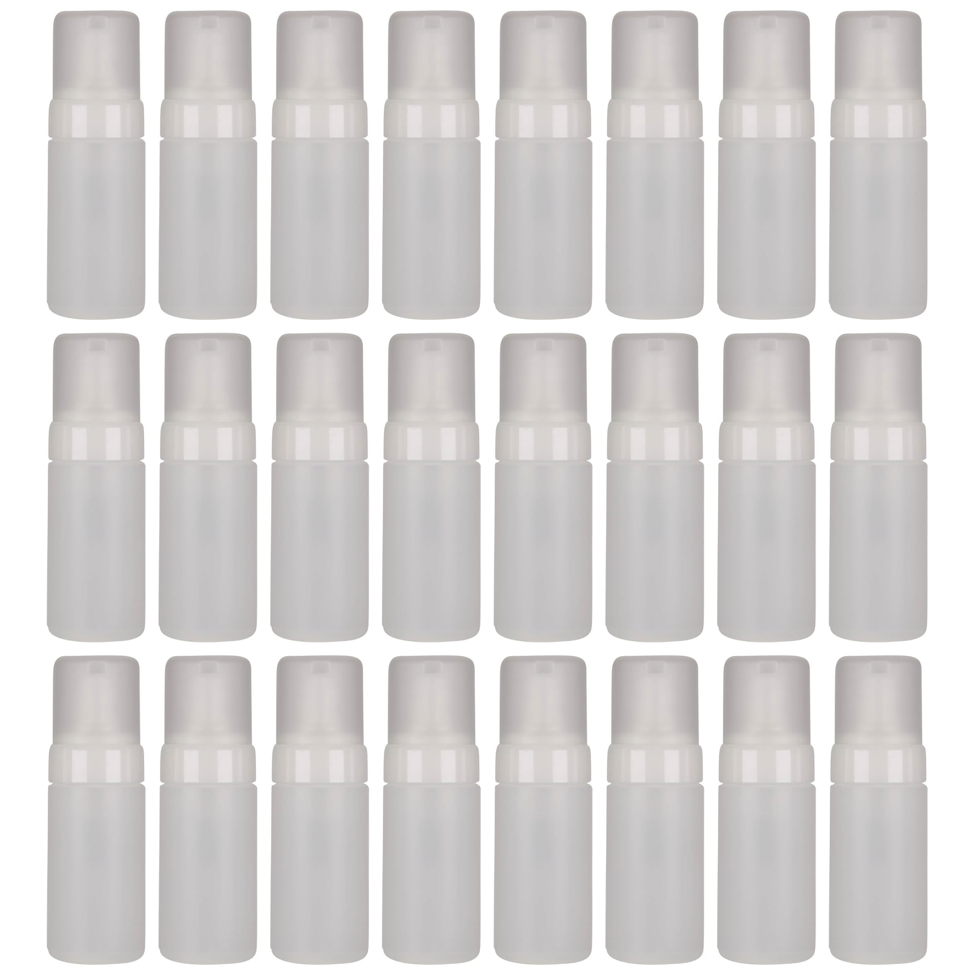 Zestaw 24 butelek z pianki 100 ml z polietylenu z pompką z pianki PP, naturalny biały, idealny do kosmetyków, higieny, produktów piankowych, Top-Fill Design