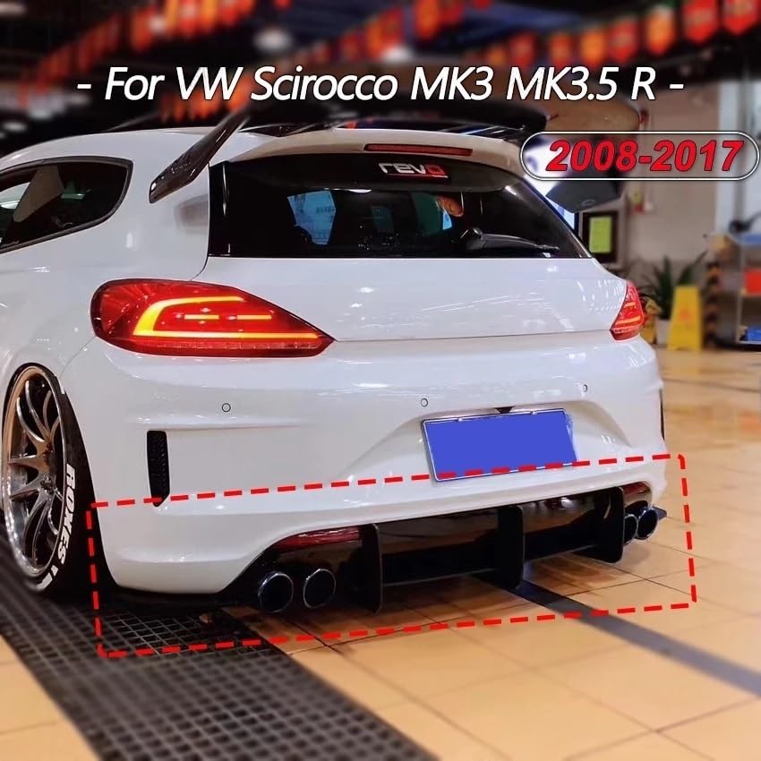 Diffuseur de pare-chocs arrière à 3 ailettes pour Scirocco MK3 R avec support échappement