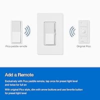Vista 8 de Lutron Diva Interruptor Regulador Inteligente de Luz para Iluminación Caseta (requiere Lutron Smart Hub), para luces LED, 150 W, monopolar3 vías