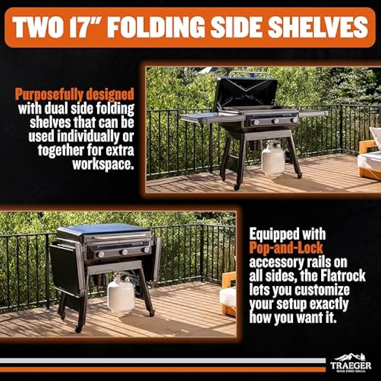 Traeger Grills Flatrock, 33 Inch Flat Top Griddle, Outdoor Gas Grill with 3-Zone TruZone Cooking, Even Heat, Fuel Sensor, and EZ-Clean Grease Management, Premium Propane Griddle for Outdoor Cooking