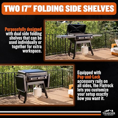 Traeger Grills Flatrock, 33 Inch Flat Top Griddle, Outdoor Gas Grill with 3-Zone TruZone Cooking, Even Heat, Fuel Sensor, and EZ-Clean Grease Management, Premium Propane Griddle for Outdoor Cooking