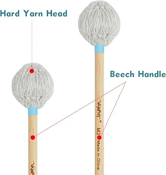 Professional Marimba Mallets -M3 Hard Yarn Heads with Beech Handle