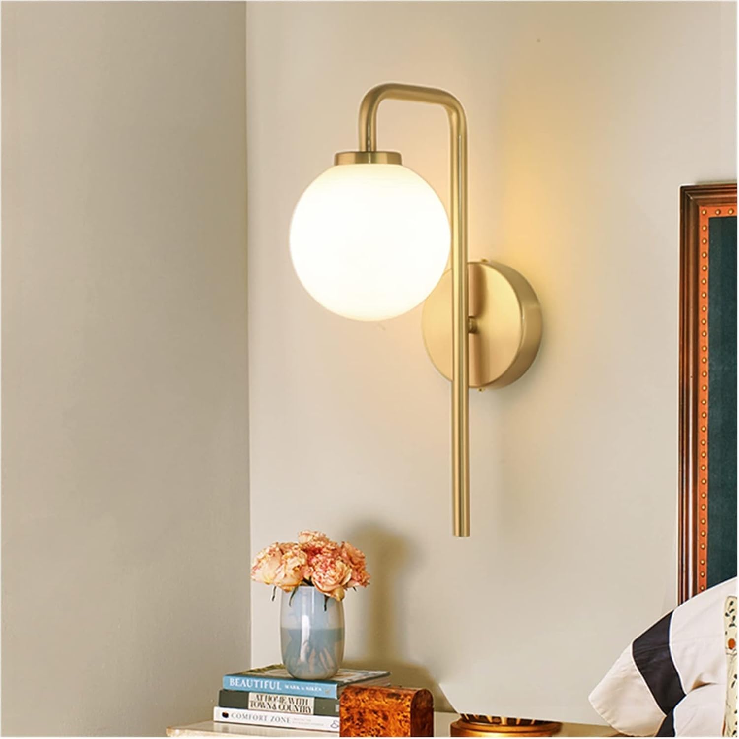 Wall Lamp Gold - Wall Light Compatible with Bedroom Bedside Living Room Staircase Aisle Background LED Sconce Lighting