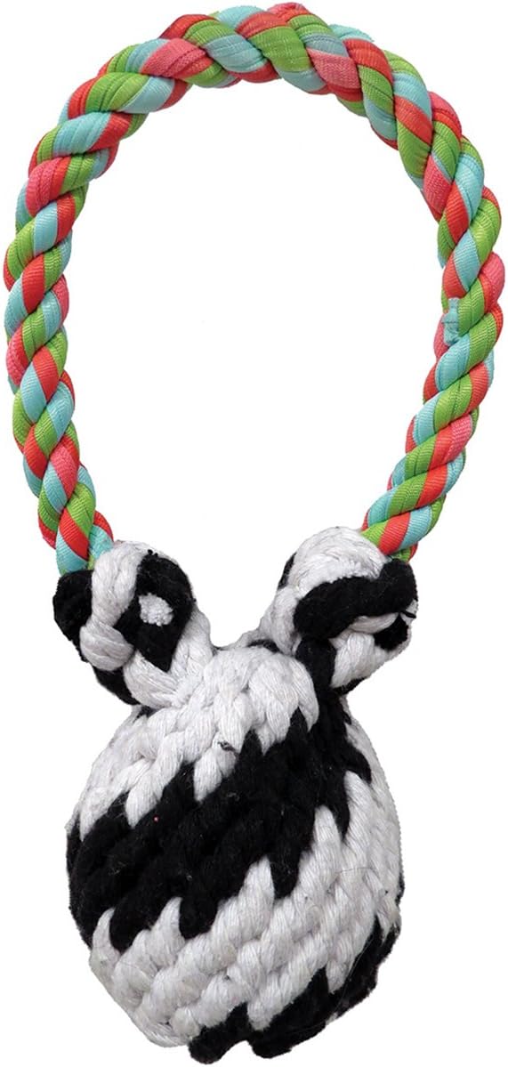Scoochie Pet Products Super Scooch Squeaker Bear Rope Tug Dog Toy, Small, 8-Inch