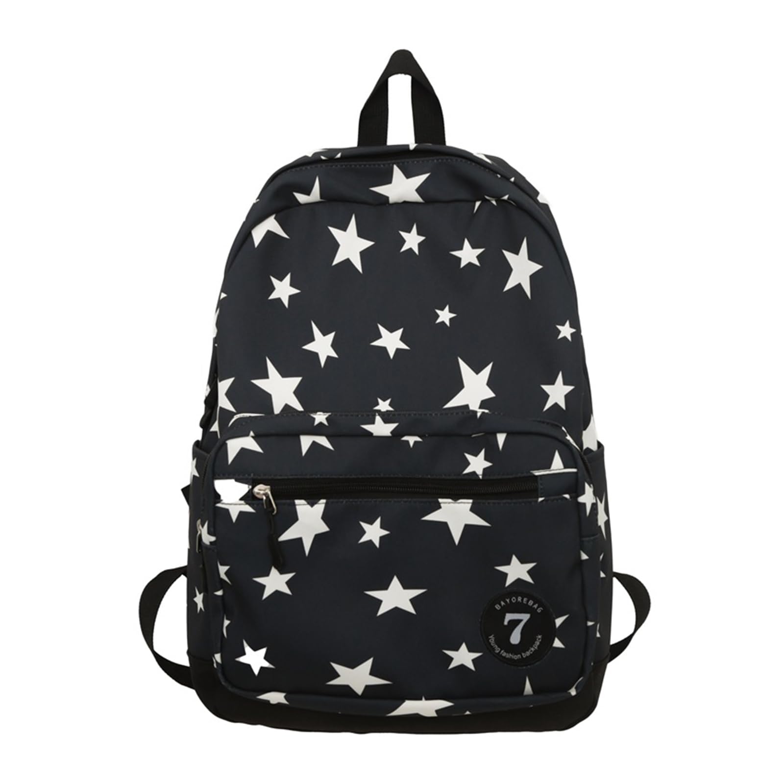Mochila escolar de nailon con estampado de estrellas y doble correa 8