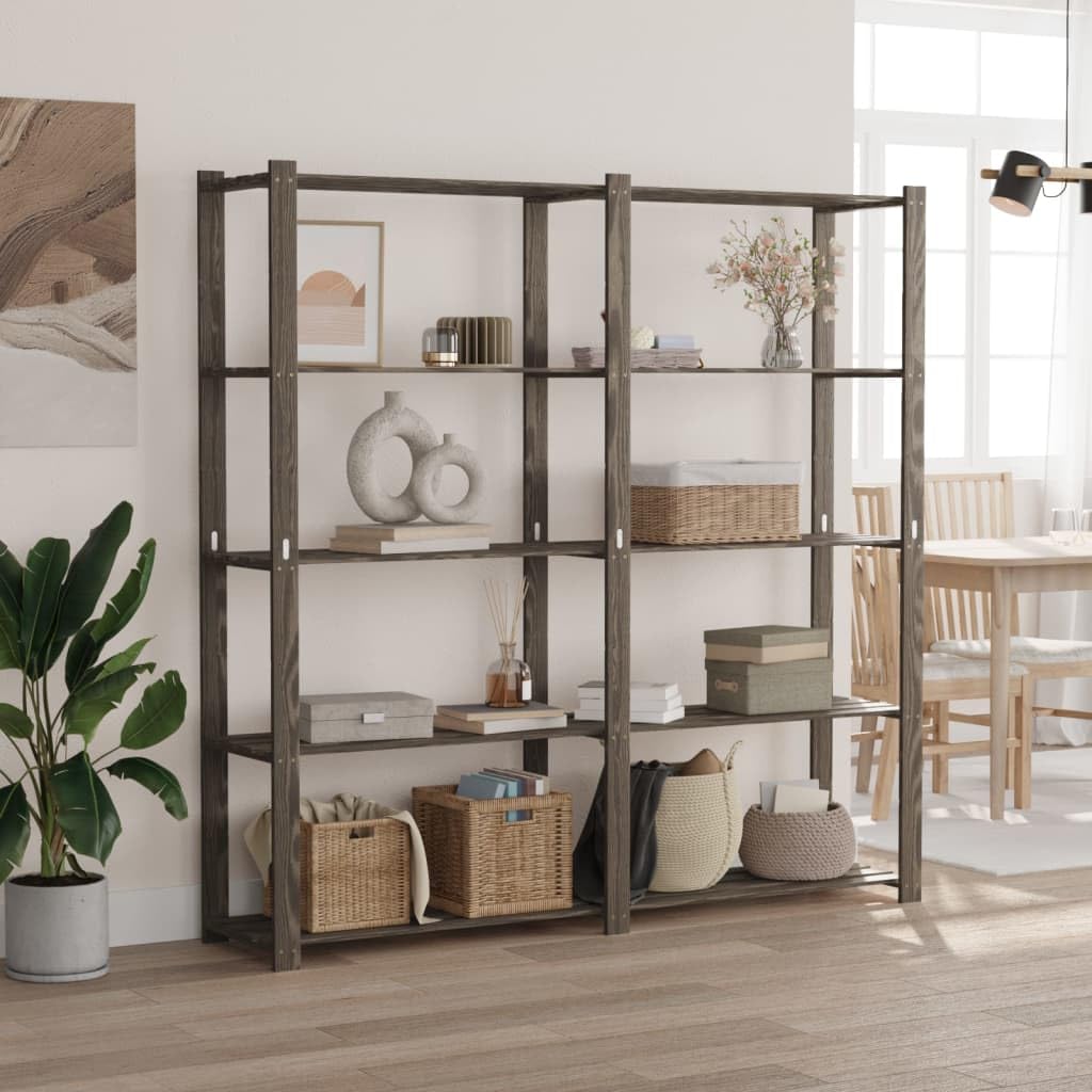 Générique Support de Rangement à 5 Niveaux Gris 170x38x170 cm Bois de pin,Entreprise & Industrie,Stockage Industriel,Étagères industrielles,373384