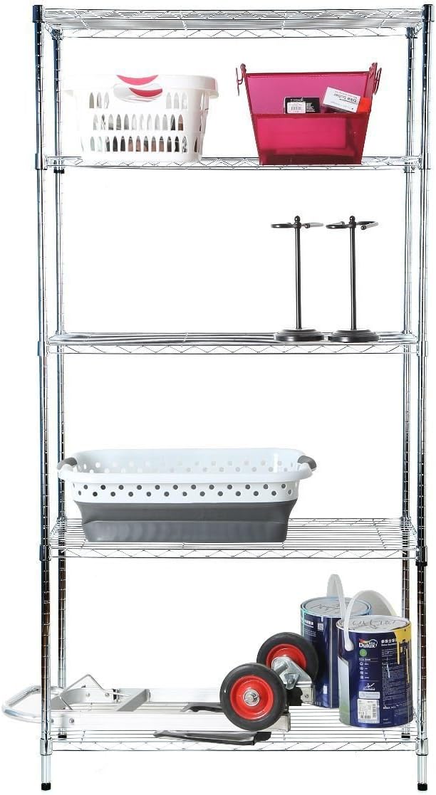 Tidy Living 5 Tier Wire Shelf Shelving Heavy Duty Storage Organization Rack - Chrome