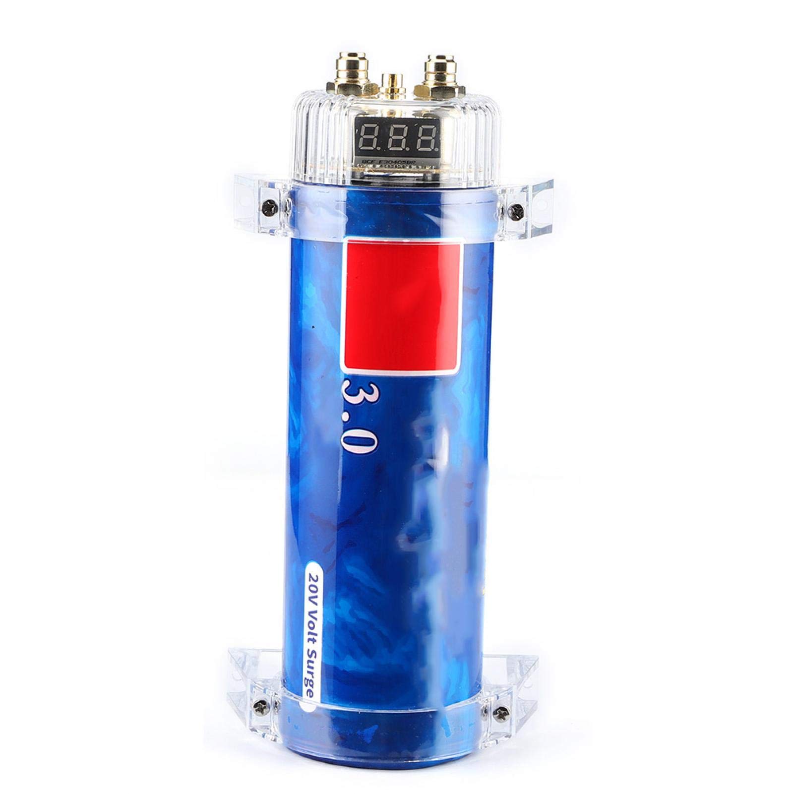 Condensateur audio de voiture, Duokon Condensateur Audio de voiture, 3.0 Farad voiture Audio condensateur de puissance amplificateur régulateur stabilisateur couleur bleue pièces d'auto modifiées