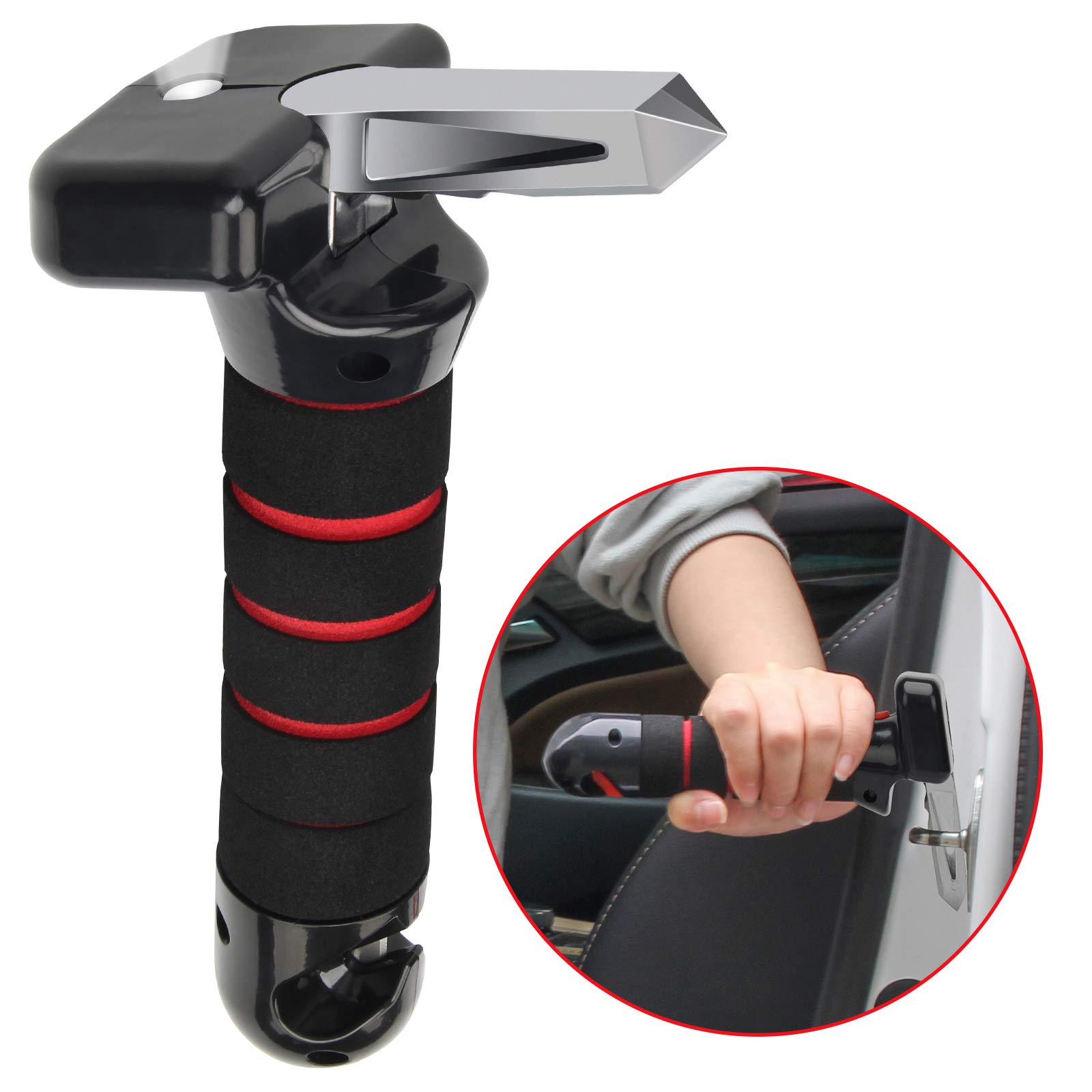 Portable Vehicle Support Handle, CoiTeK 4 in 1 Elderly Car Assist Handle Cane Vehicle Door Assist Handles with LED Flashlight and Seatbelt Cutter
