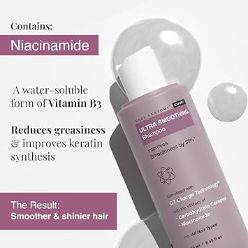 Bare Anatomy Ultra Smoothing Hair Shampoo | Restores Smoothing & Texture by 27% | Dry & Frizzy Hair | Paraben & Sulfate Free | For Women & Men | 250ml