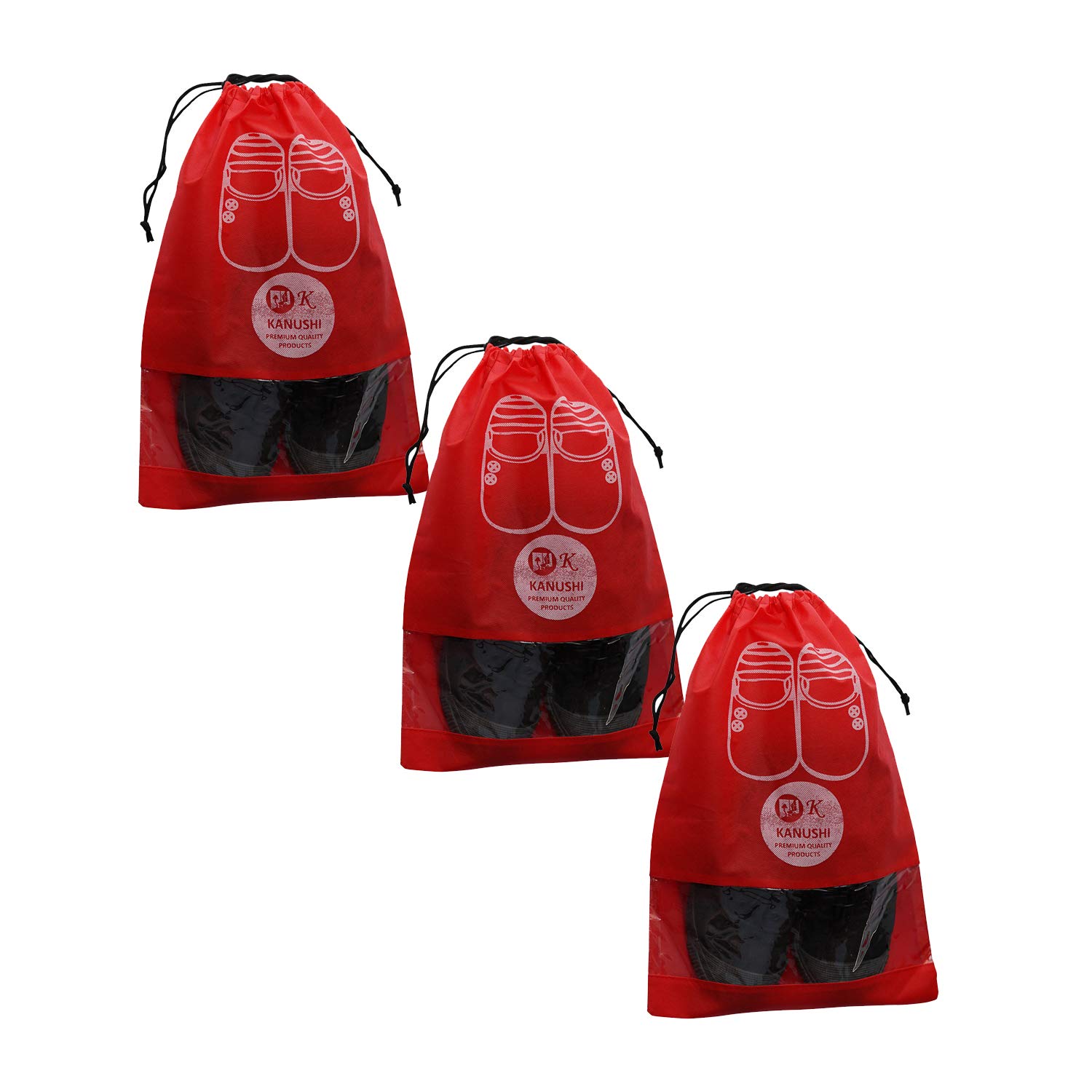 KANUSHI Industries - Juego de 3 fundas para zapatos, color rojo, estándar, Red, Estándar
