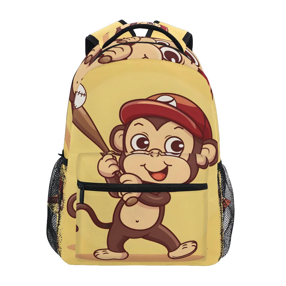 PIMILAGU Monkey Playing Softball Backpack for Women Mens Girls Boys Teens, School Backpacks Students Laptop Bookbag Rucksack Casual Daypack for Hiking
