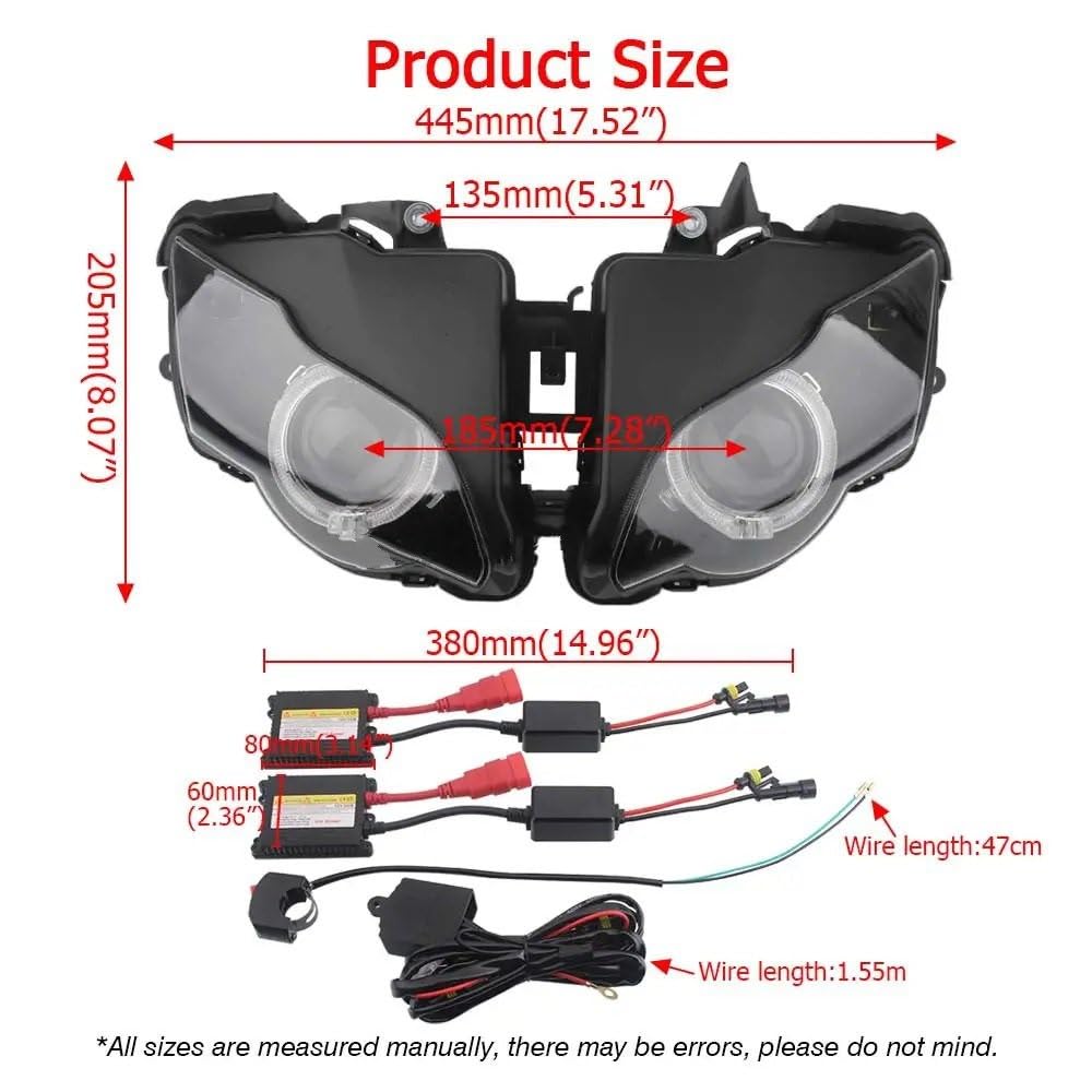 Dirt Bike Reflektor Pasuje do CBR1000RR 2008 2009 2010 2011 przedni reflektor motocykla Hi/Lo Beam Angel Eyes lampa czołowa montaż