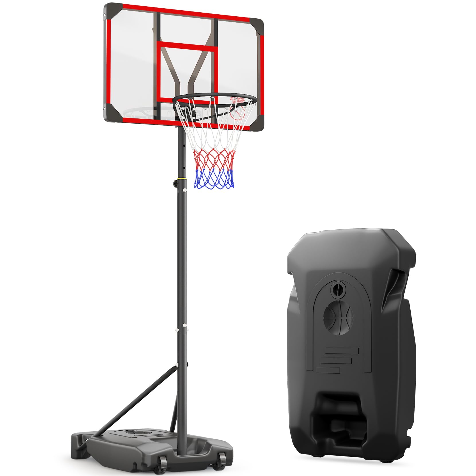 Yohood Basketballkorb Outdoor für Kinder, Höhenverstellbar 147-260cm, mit Rollen Tragbar, 82x53cm PC Rückwand