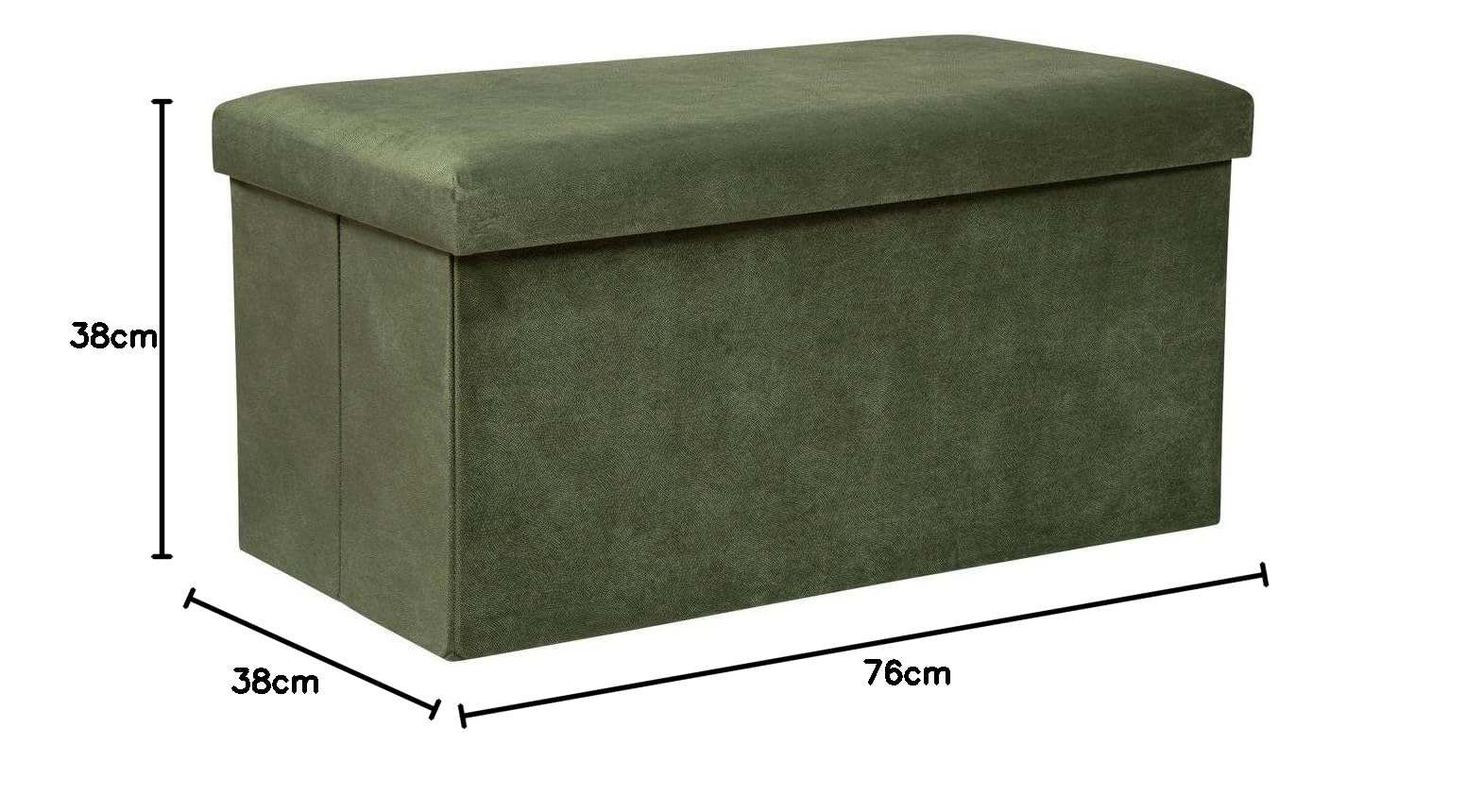 Atmosphera - Banco de almacenaje Lilou, Verde Caqui - Plegable, Tela de terciopelo, 76 x 38 x 38 cm - para salón y dormitorio