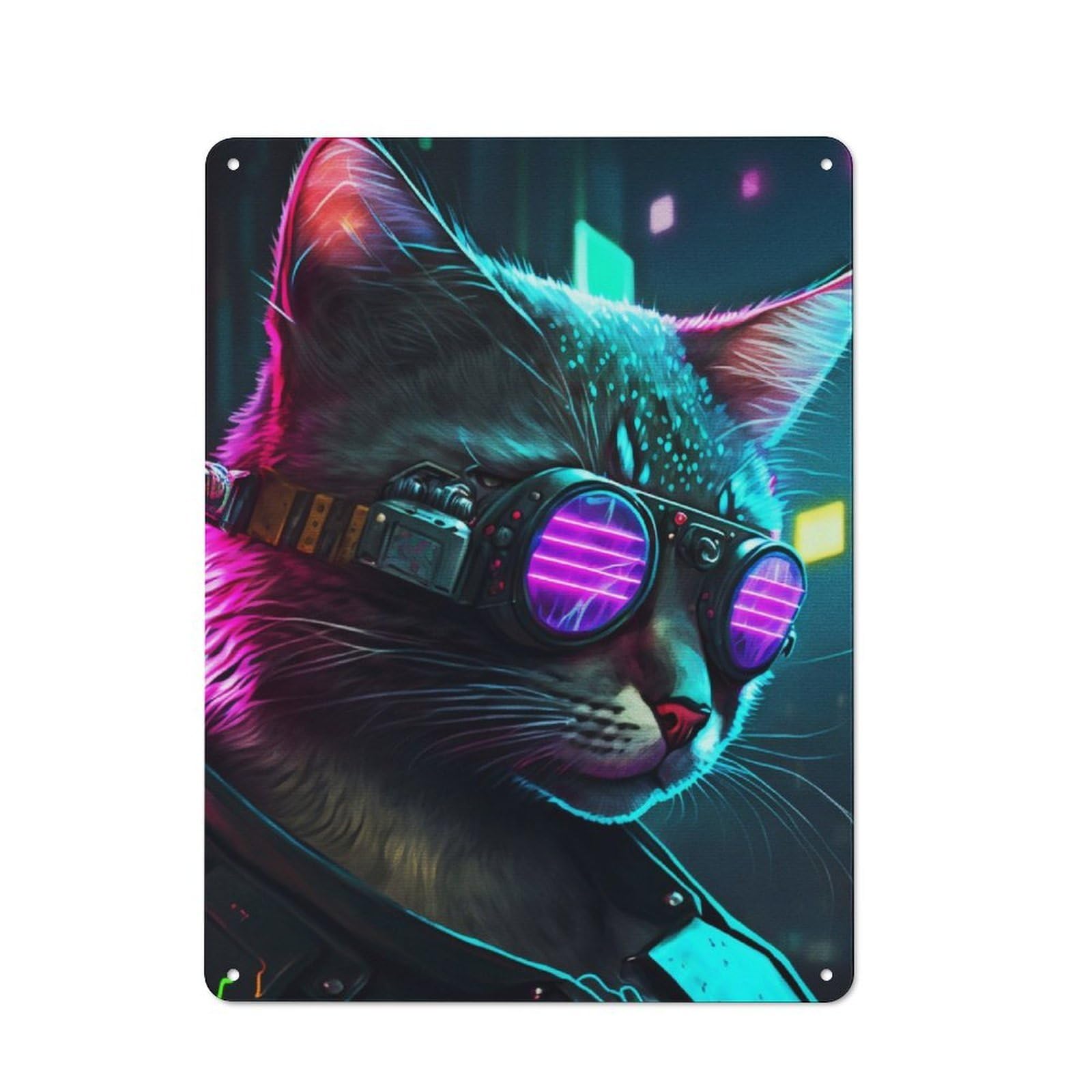 Junmoney Neon Cat Tin Sign 40X30cm With For Living Room Wall, Retro Decor, Gift Idea At Christmas For Living Room Decor Lovers