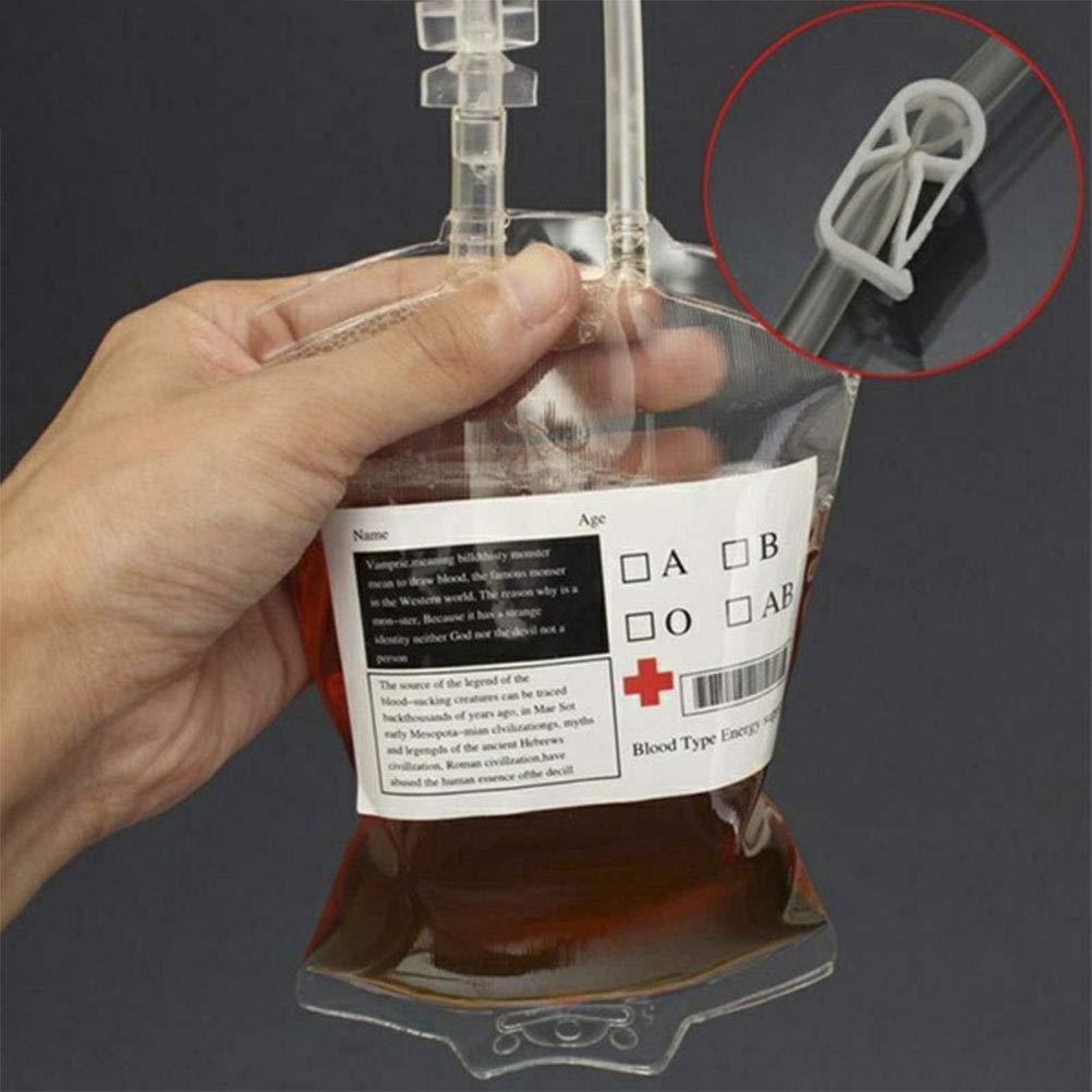 Worek na napoje z krwią, 15 x 11 x 1, worek energetyczny na Halloween, medyczne tworzywo sztuczne, 350 ml, wielokrotnego użytku, torba na napoje z krwią, torba wampira, rekwizyty (jak pokazano)
