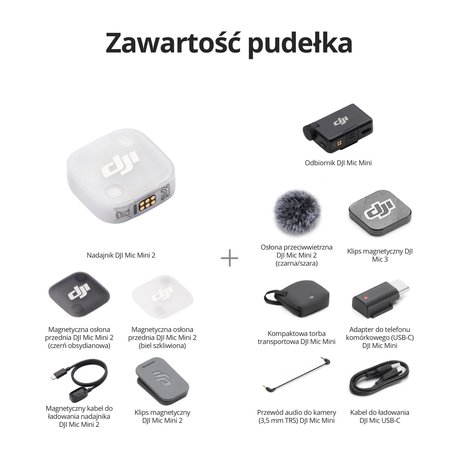 DJI Mic Mini 2 (1 TX + 1 standardowy RX), bezprzewodowy mikrofon krawatowy do iPhone 17/16/15, Android, kamer, tabletów, PC, ultralekki, akumulator 11,5 godz., szybkie ładowanie, vlogi