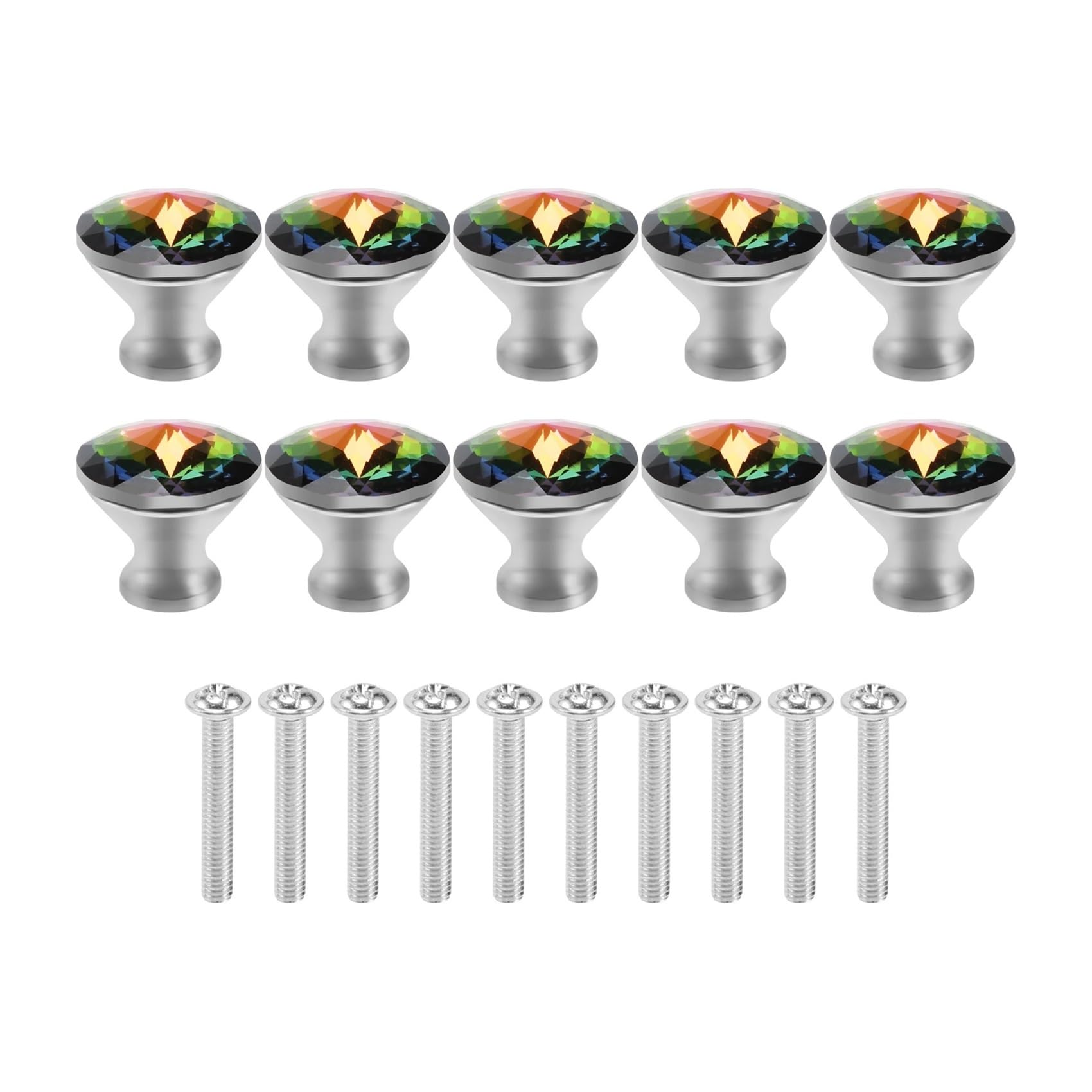 MWAHJU 10PCS 30MM Colorful Crystal Knobs for Cupboard