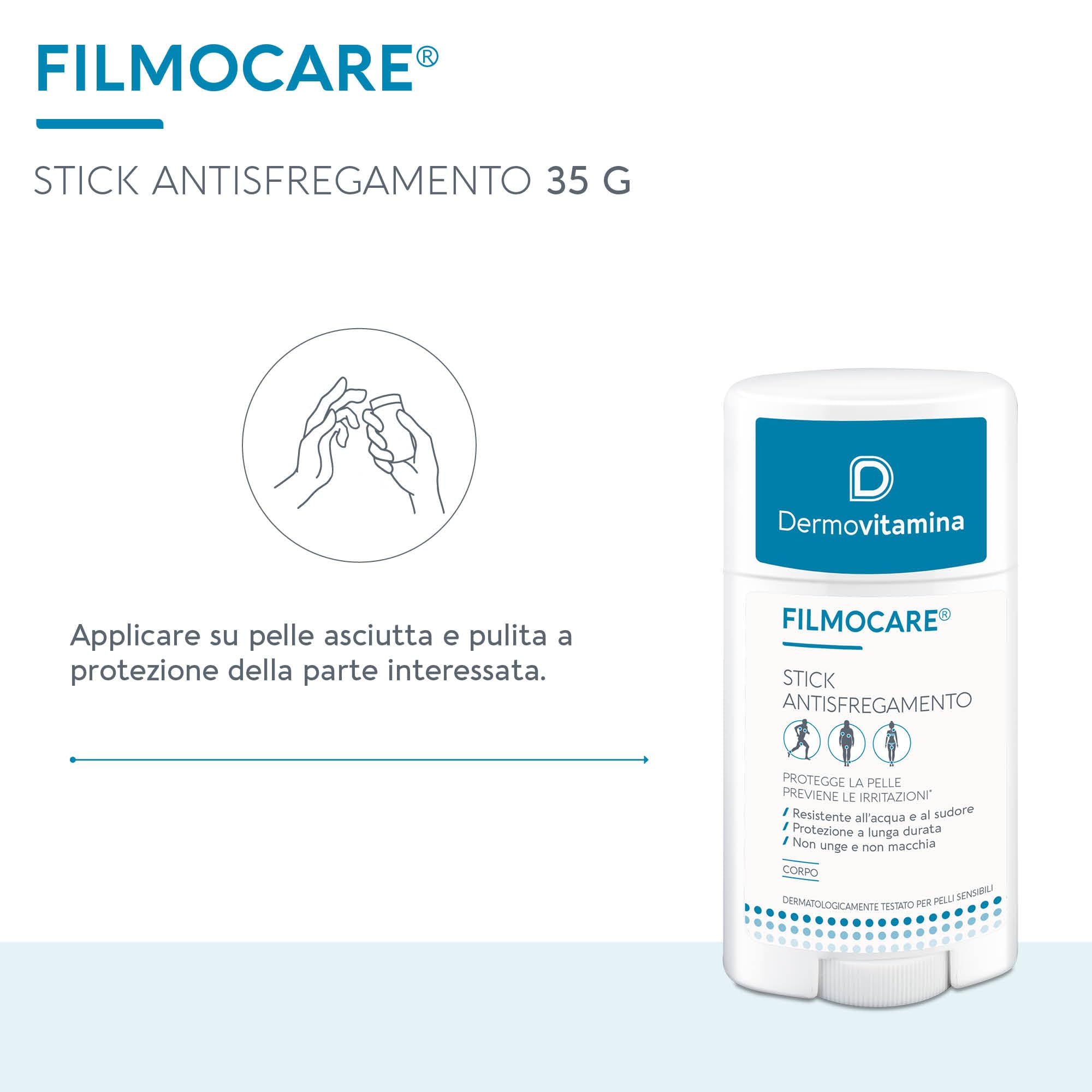 Dermovitamina Filmocare Stick Antisfregamento - Protezione Avanzata per la Pelle - Contro Irritazioni e Sfregamenti - Resistente all'acqua e al Sudore - 35 g