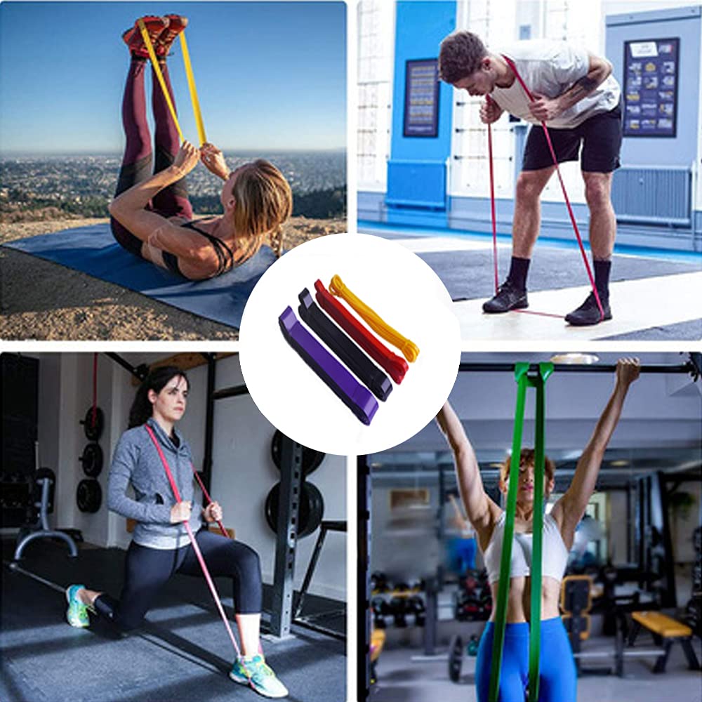 Un ensemble de 5 bandes de fitness, bandes et bandes de résistance, utilisé pour la gymnastique forte, la danse, la récupération de force, l'entraînement des jambes et des fesses
