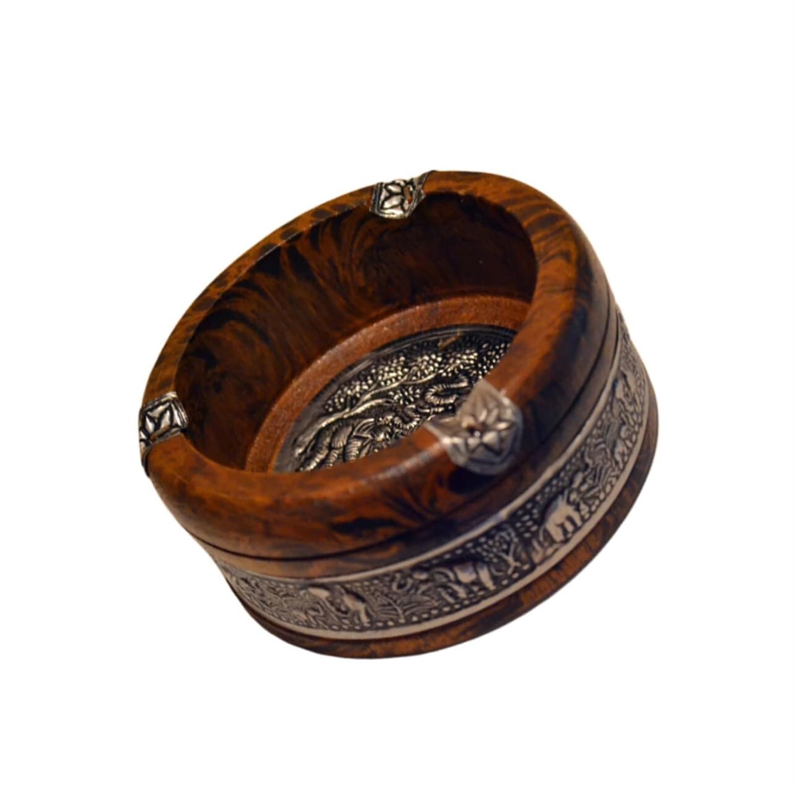 ashtray, 1Pcs Wooden Round Ashtray Trays Wood Serving Tray Vintage Home Ash(10X4 cm)