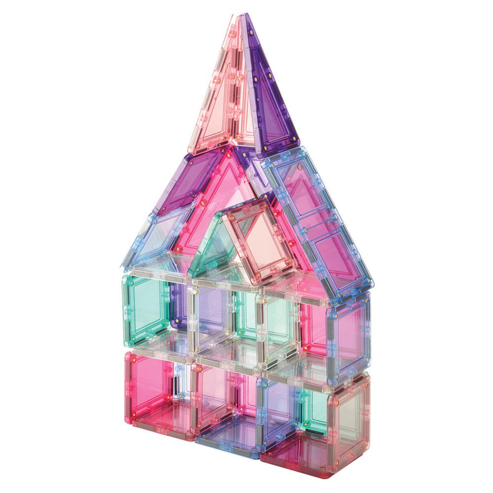Magnetic Construction Pastel Colors-60 Piece Set. Create 2D and 3D Shapes, Figures & Architecture. Beginner to Advanced STEM Play Age 3 and Up.