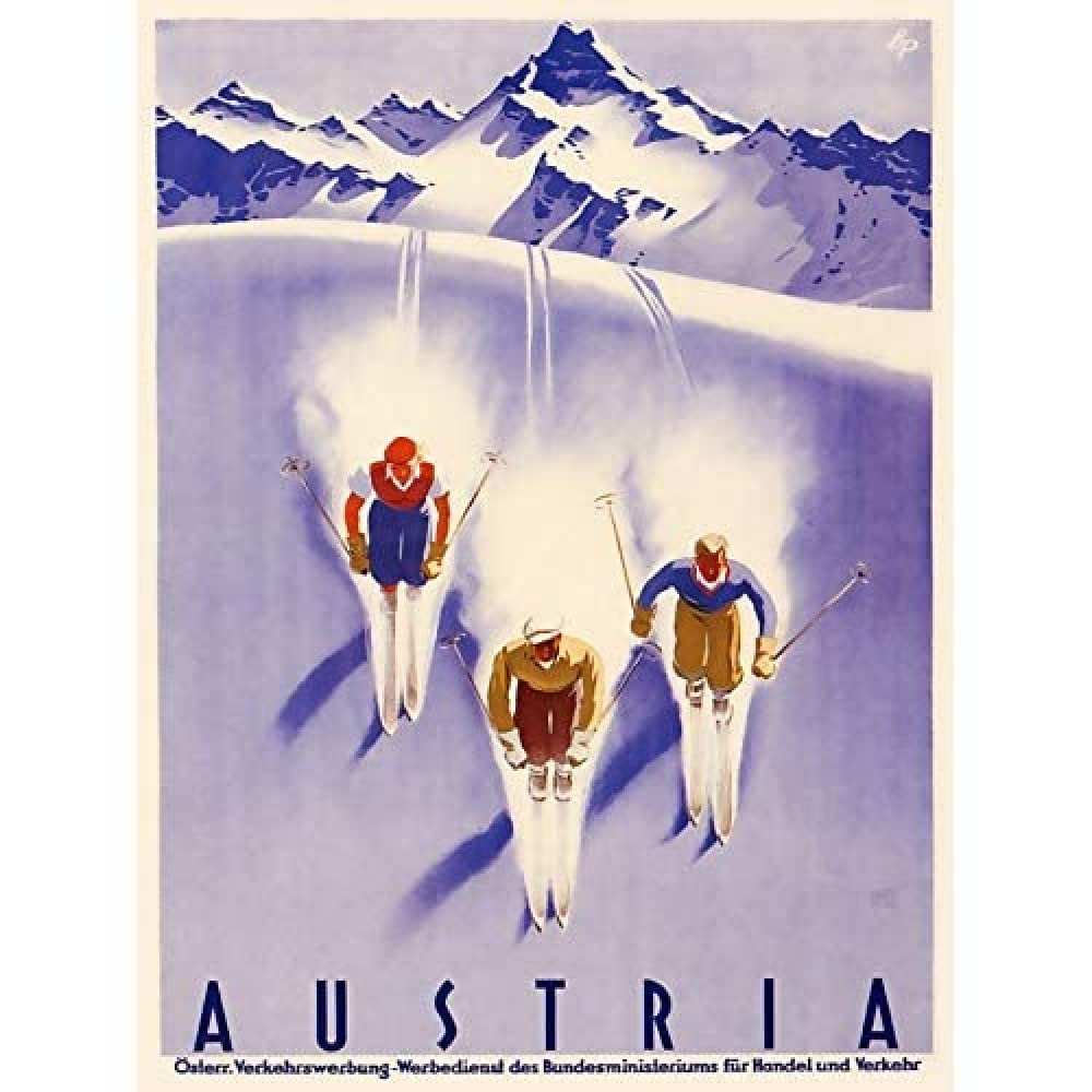 Wee Blue Coo Austria Alps Ski Snow Winter Travel Unframed Art Print Poster Wall Decor 12X16 Inch