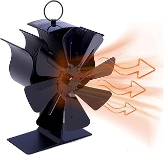 Log Burner Fan,8 Blades Stove Fan,Silent Operation Wood Burning Fireplace Fan,Heat Powered Wood Stove Fan Wood Burner,Adjustable Angle,Heat Circulation for Wood/Log Burner/Fireplace (Countertop)