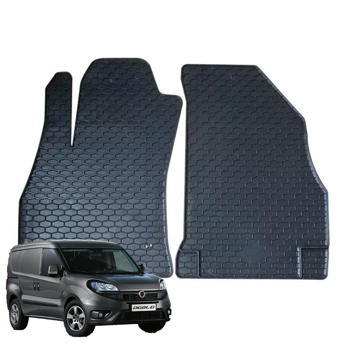 TAPPETI - TAPPETINI IN GOMMA 3D TPE NERI PER FIAT DOBLO' VAN DAL 2010 AL 2022