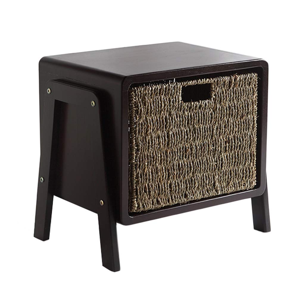 Ottoman de Rangement et banc à chaussures en bois tressé pour décorer le salon