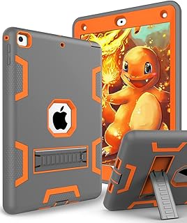 Case for New iPad 9.7 2018,iPad 6th/5th Generation Case,Three Layer Shockproof Defender Protective Case Cover for Apple iPad 9.7 2017/2018 A1893 A1954 A1822 A1823,Grey Orange